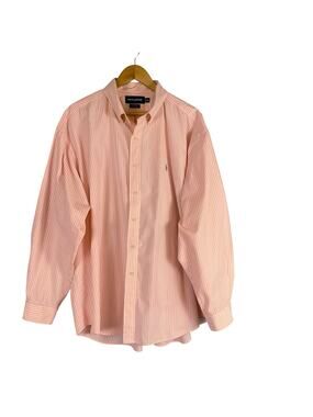 Ralph Lauren Golf Tilden Pink Stripe Pony Logo Button Down Shirt Men's XXL